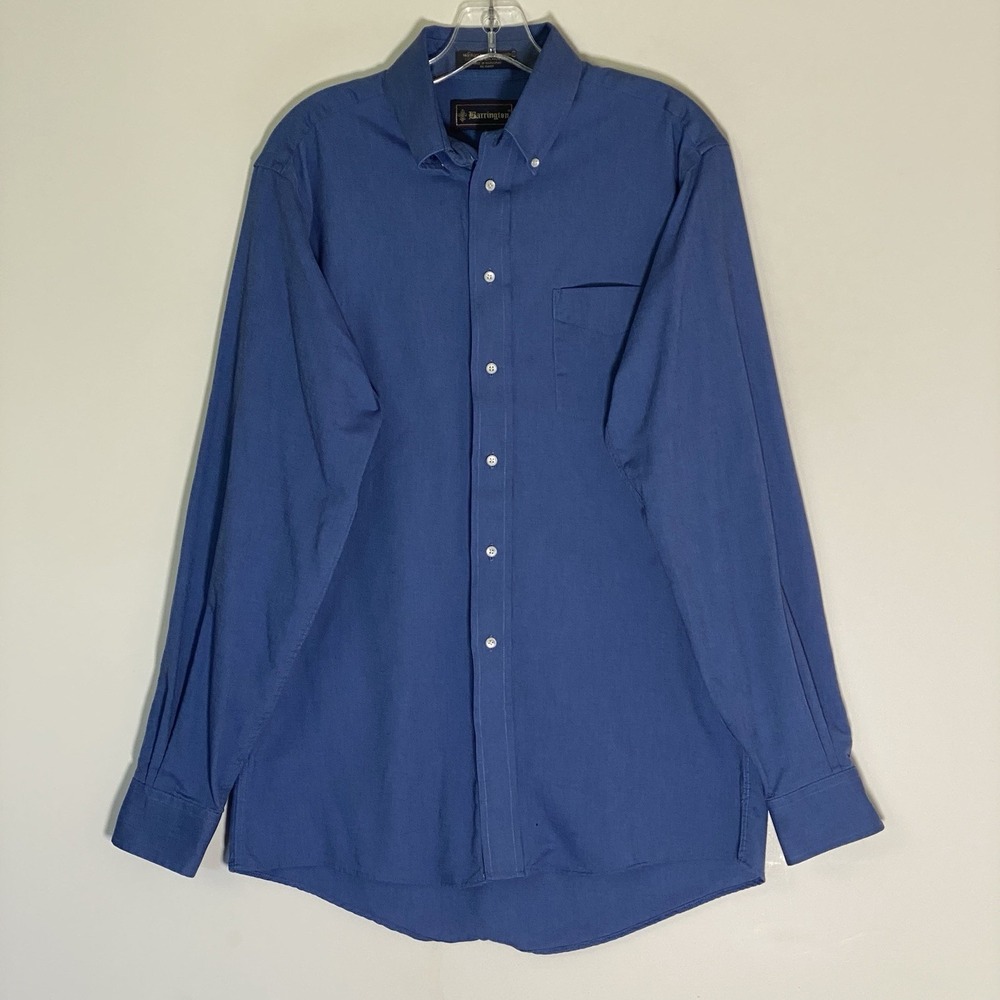 Vintage Barrington Shirt Mens 15 1/2-34 35 Blue Long Sleeve Button Down Oxford M